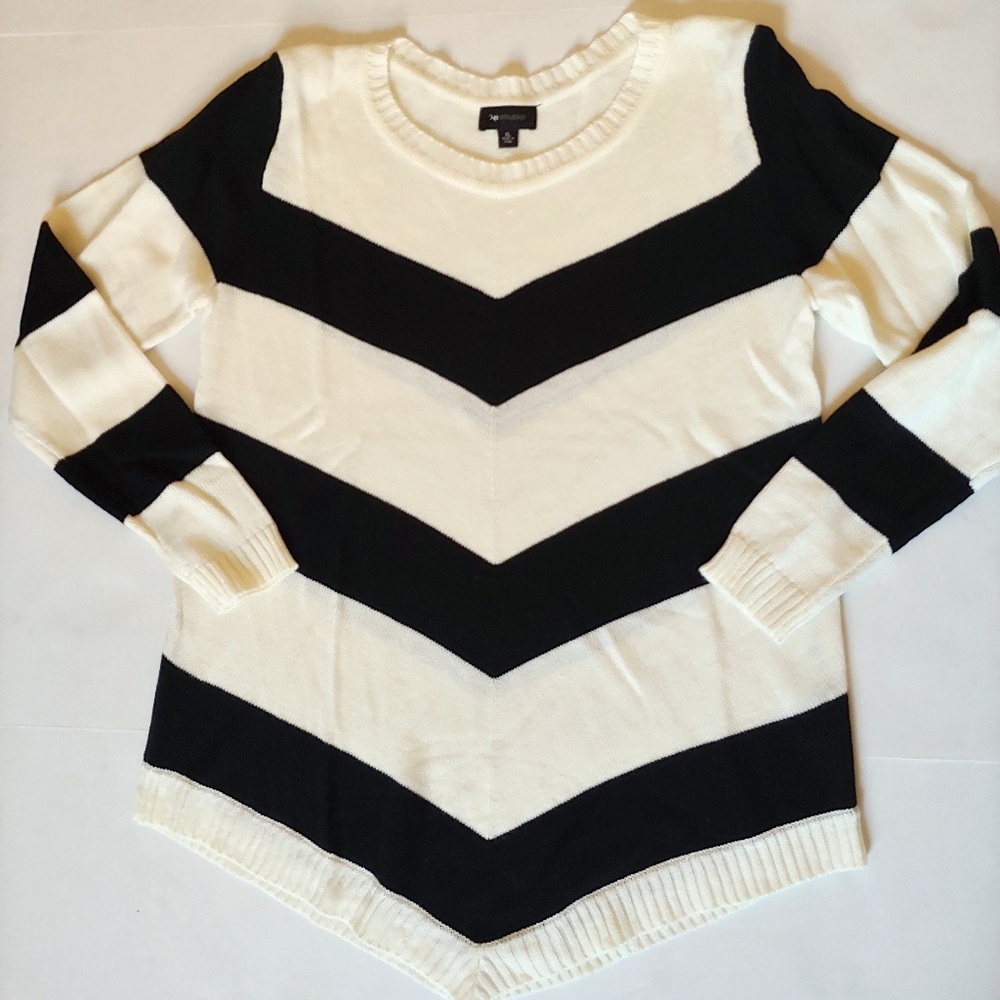AB Studio chevron striped sweater